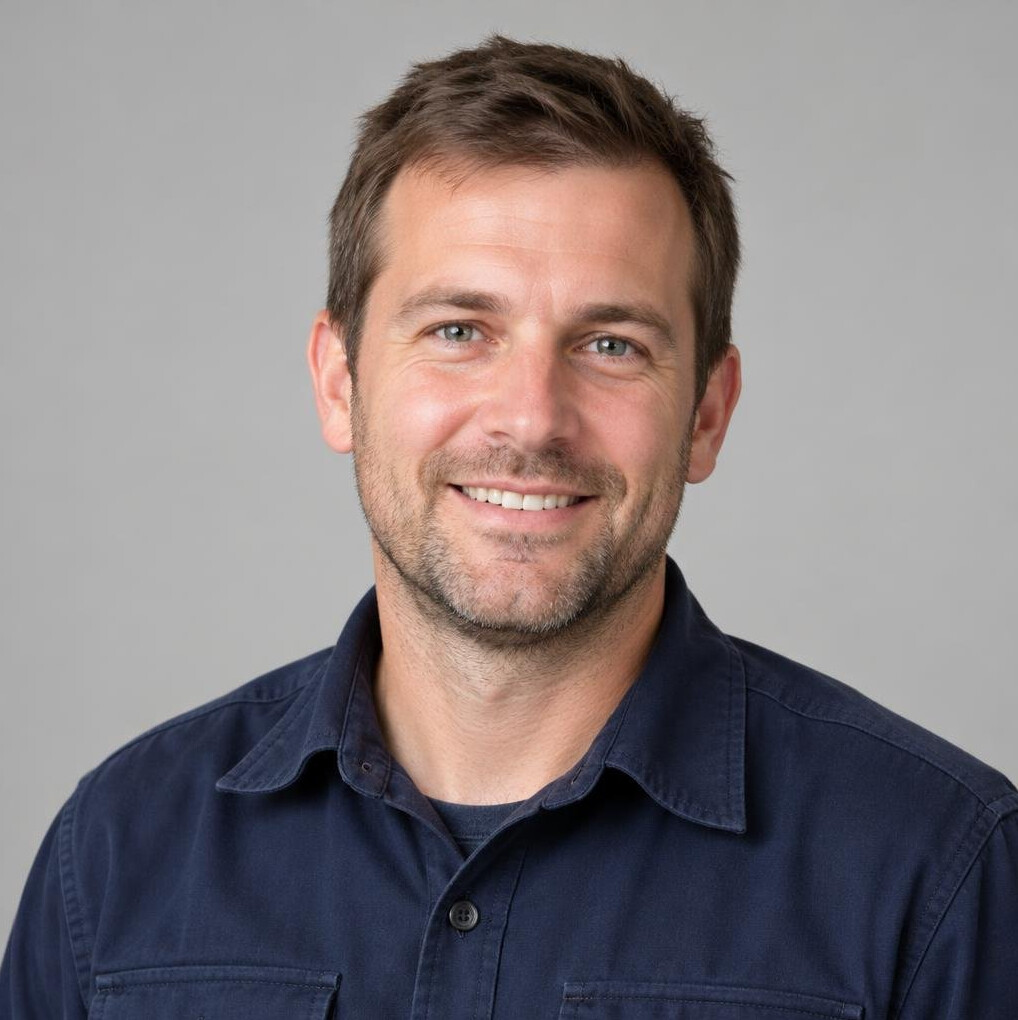 Portrait of a smiling man with short brown hair